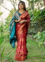 Katan Silk Rust Festival Wear Weaving Saree